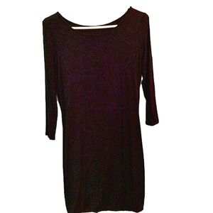 𝅺Soprano‎ Dress Women L Black Jersey Knit 3/4 Sleeve Short Bodycon Scoop Neck